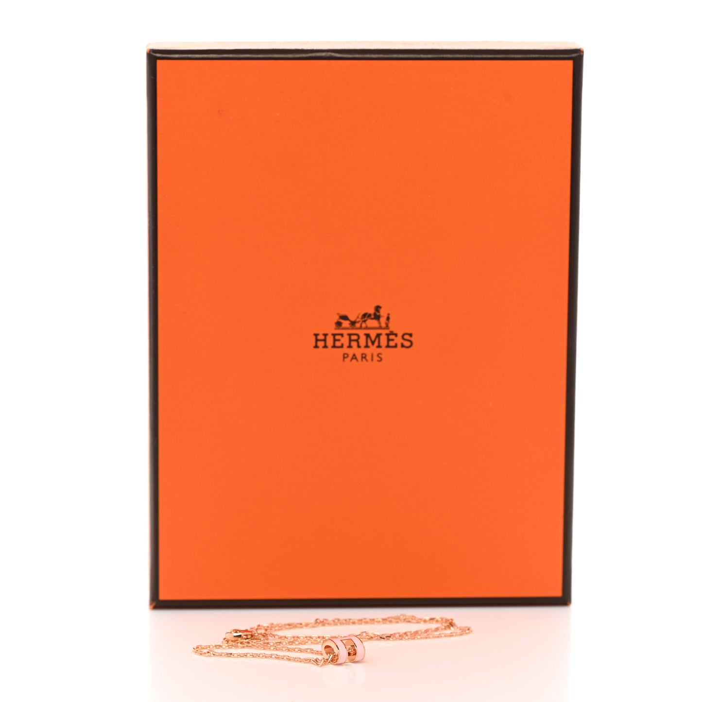 Lacquered Gold Mini Pop H Pendant Necklace Rose Dragee