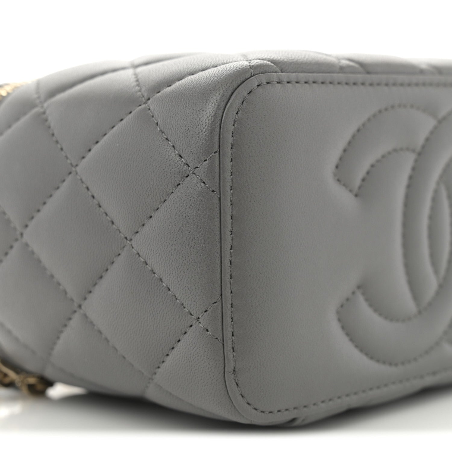Chanel Lambskin Quilted Small Top Handle Vanity Case With Chain Dark Grey 9 of 11