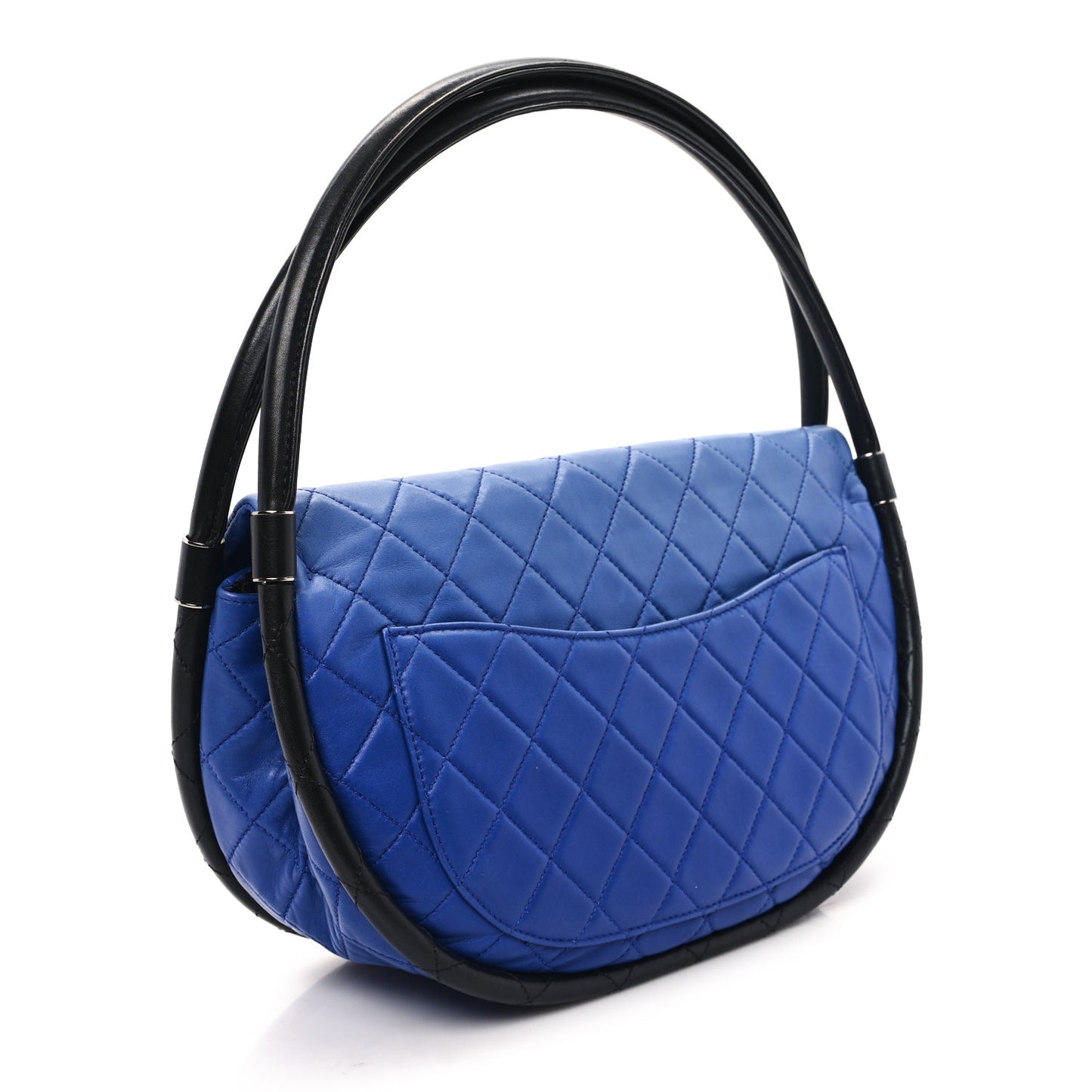 Lambskin Quilted Medium Hula Hoop Flap Blue
