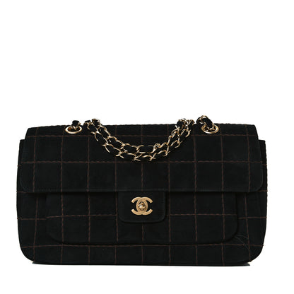 Chanel Suede Square Double Stitch Flap Black 1 of 7