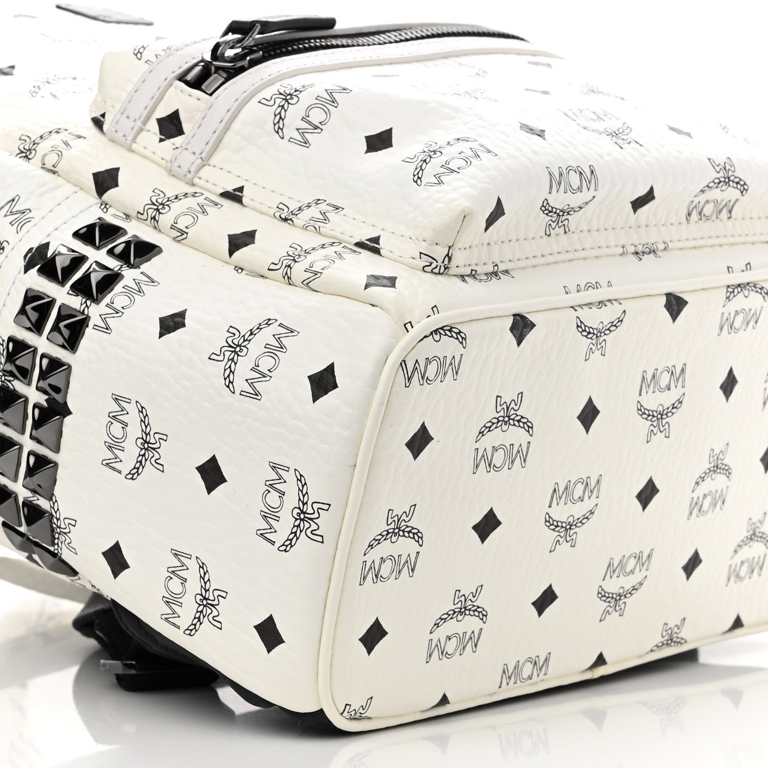 MCM Visetos Small Side Stud Stark Backpack White 10 of 13