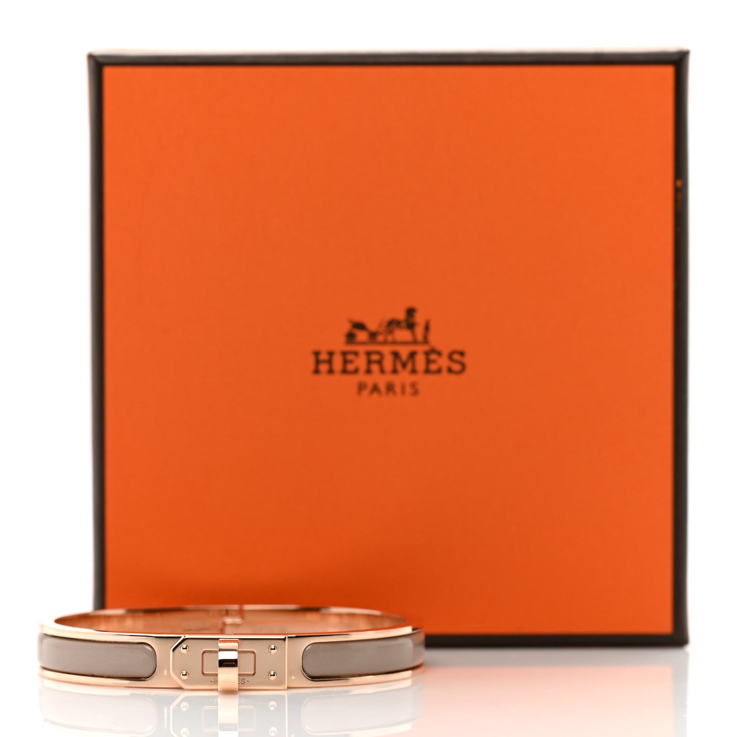 Enamel Mini Clic Kelly Bracelet PM Marron Glace