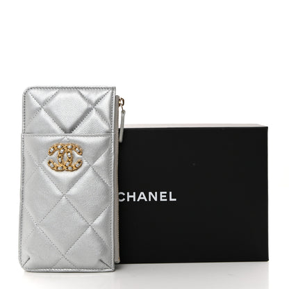 Chanel Lambskin Quilted Chanel 19 Phone and Card Holder Silver 8 of 8