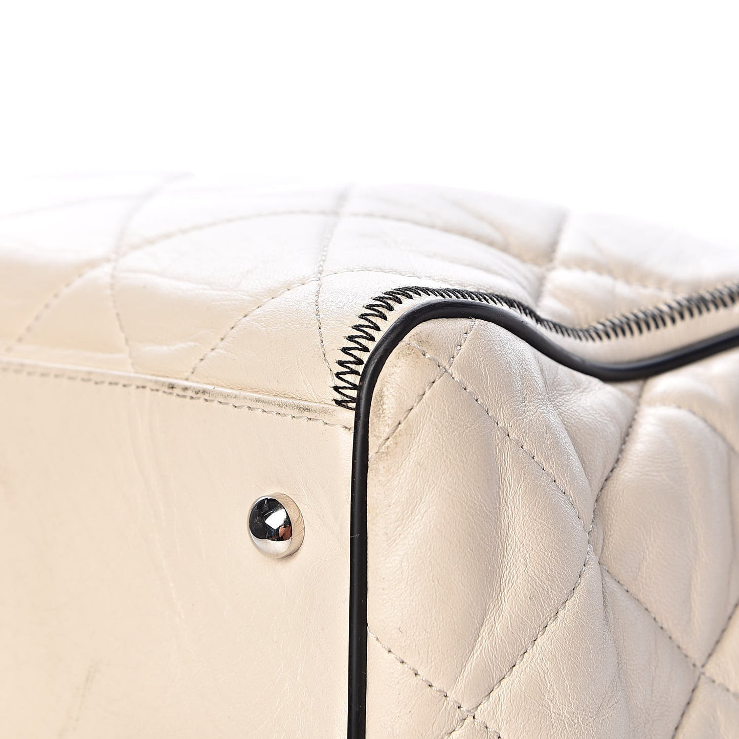 Lambskin Quilted East West Tote Ivory