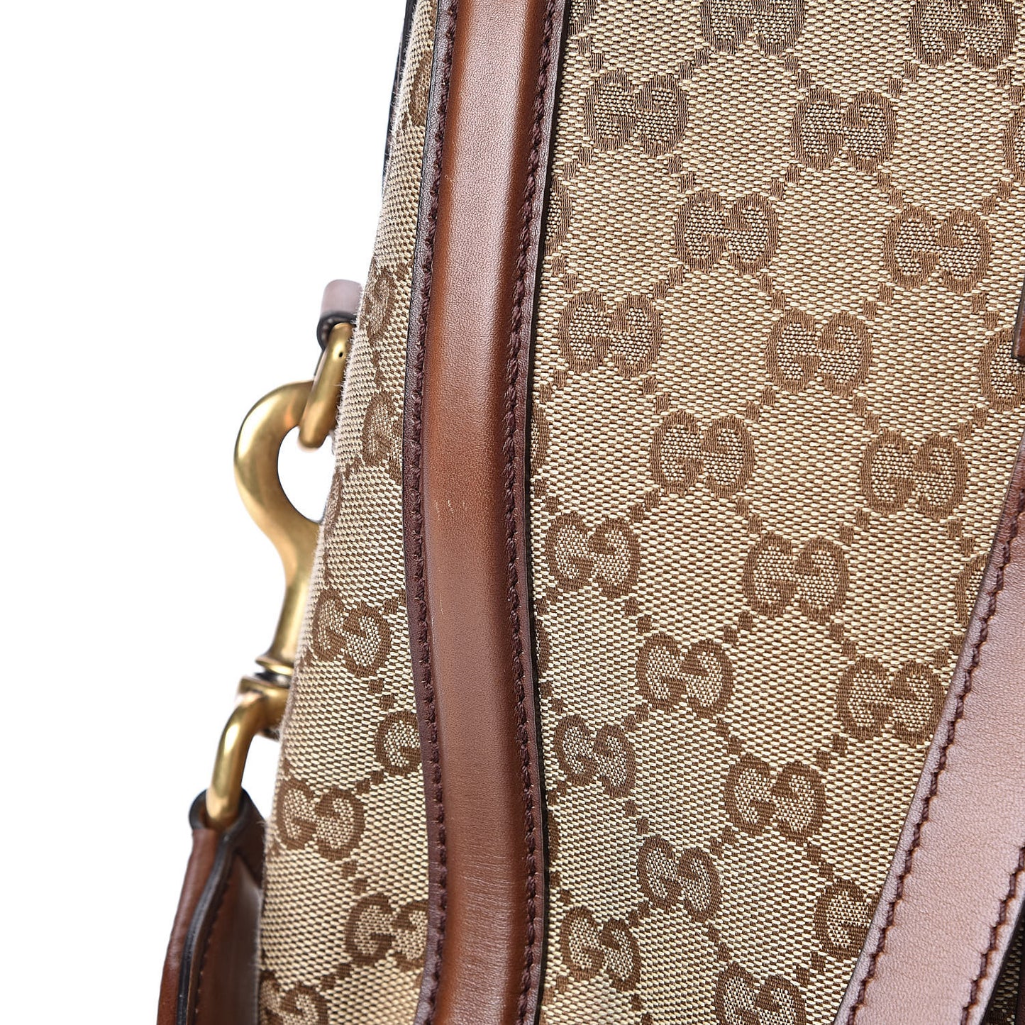 Monogram Medium Lady Web Boston Bag Beige Cuir
