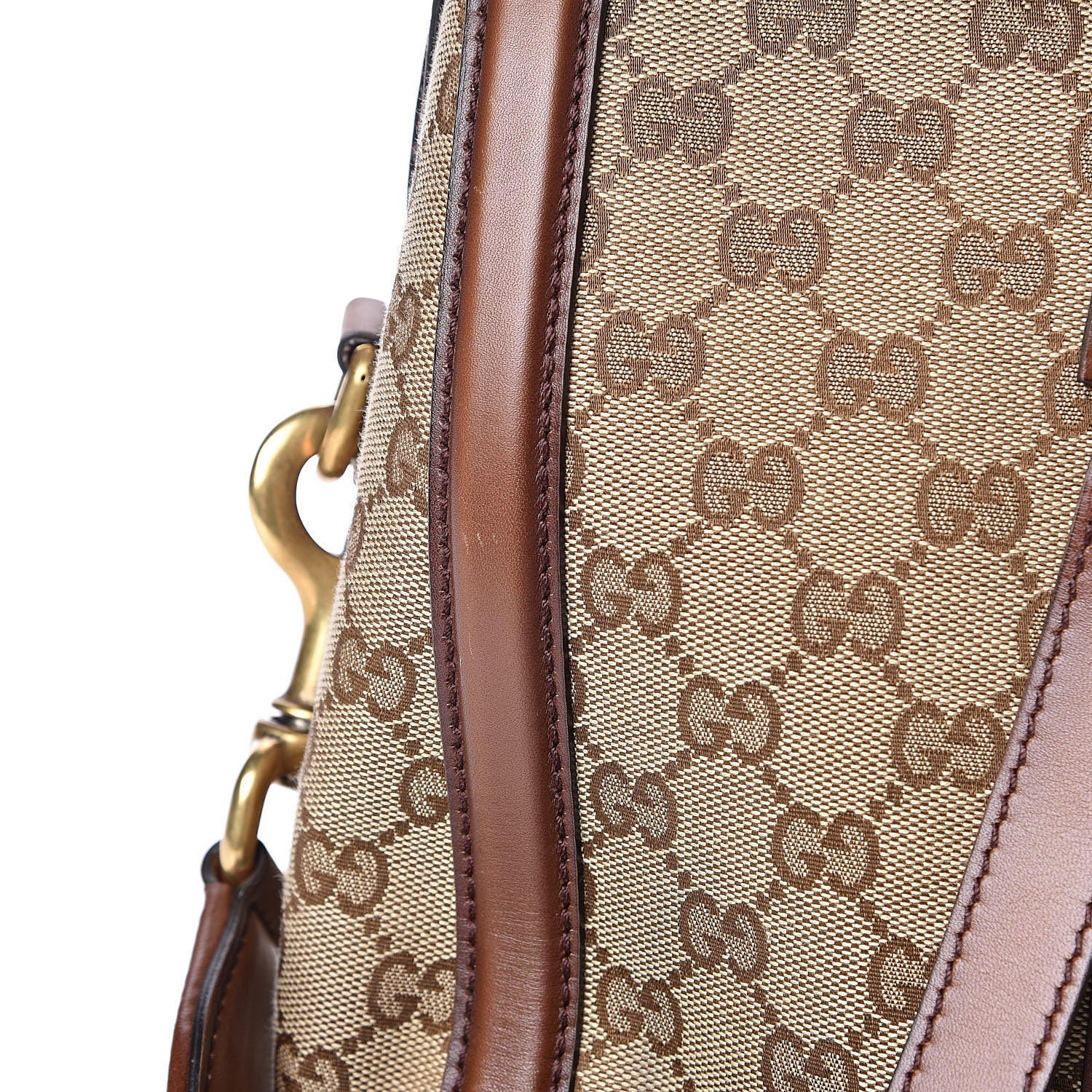 Gucci Monogram Medium Lady Web Boston Bag Beige Cuir 14 of 16