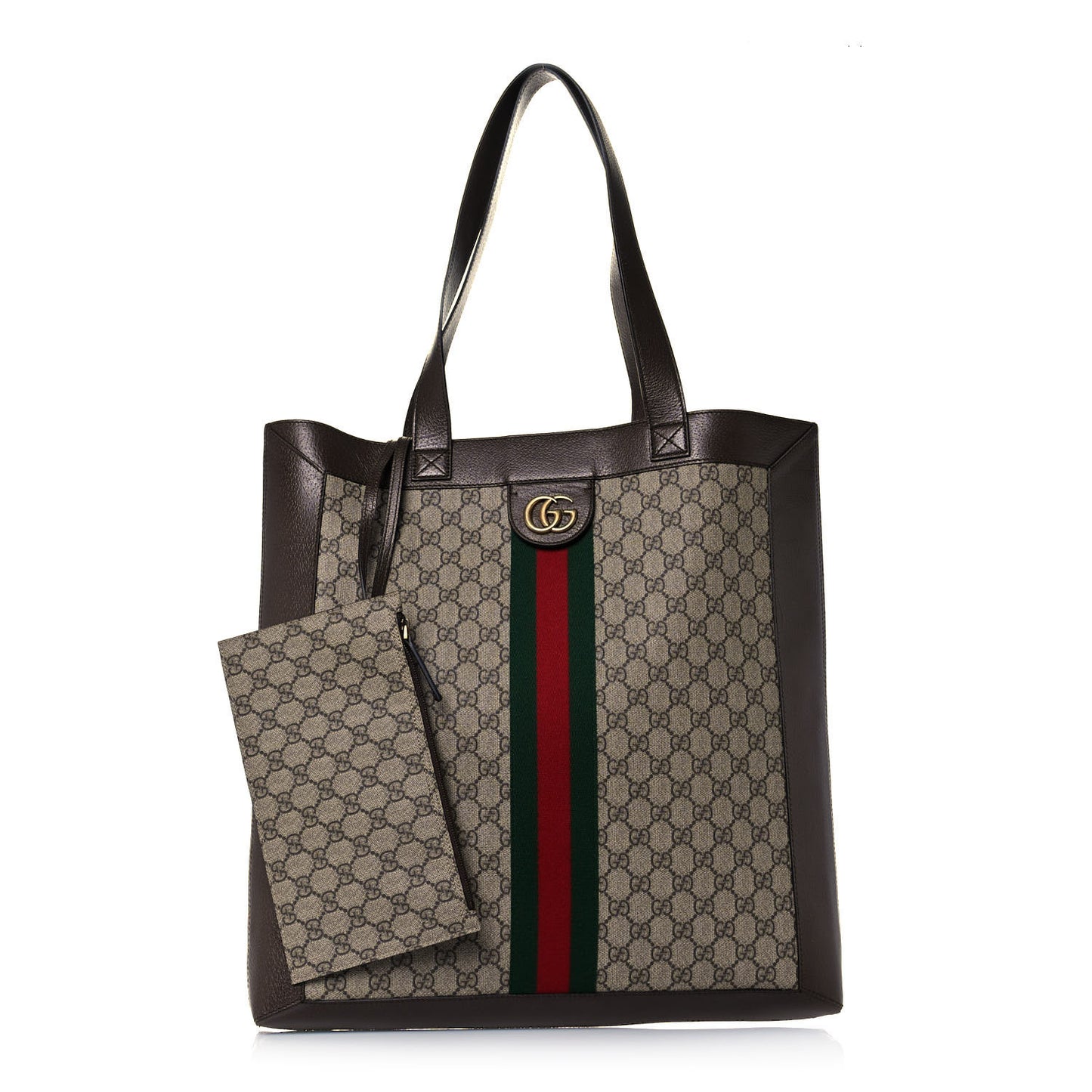 GG Supreme Monogram Web Large Ophidia Vertical Shopping Tote Brown