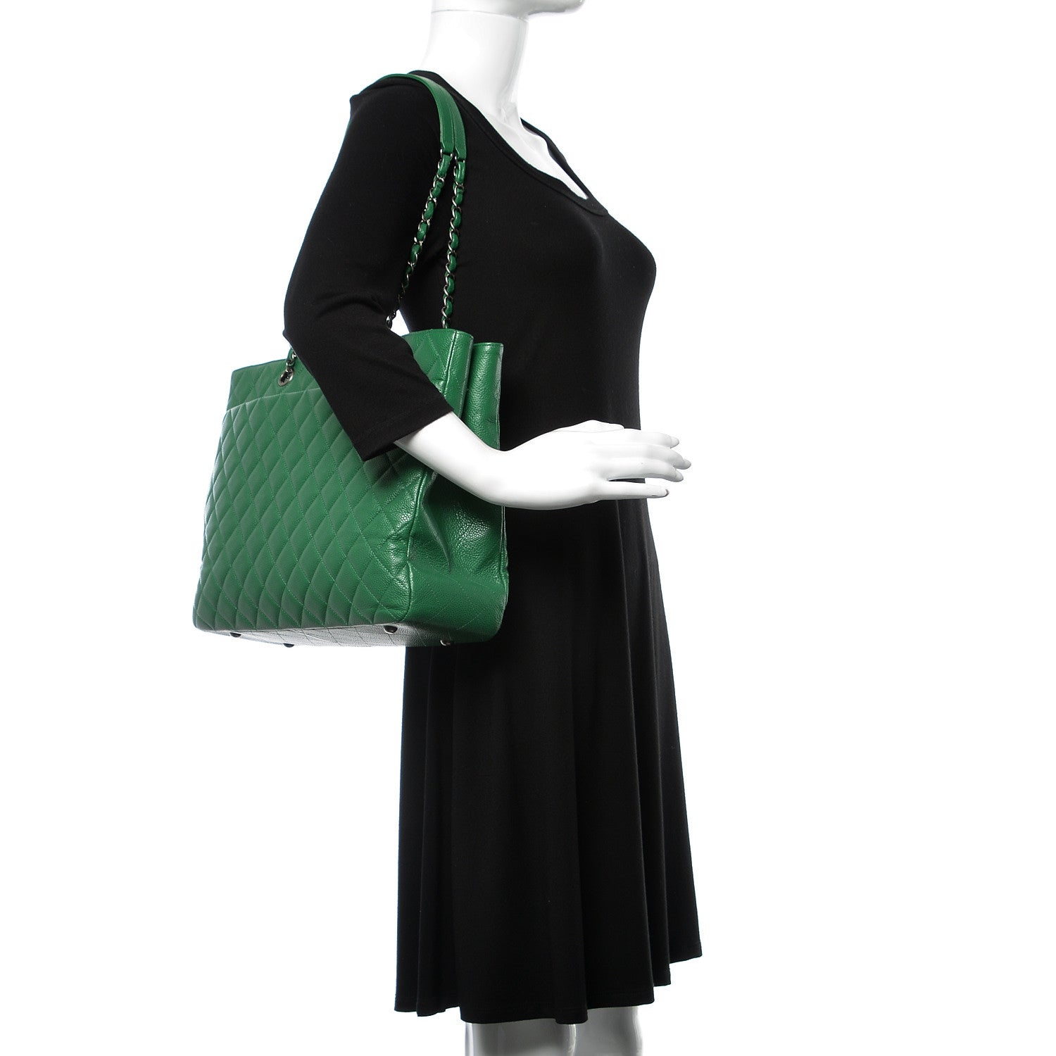 Chanel Caviar Quilted Timeless Tote Green 2 of 10
