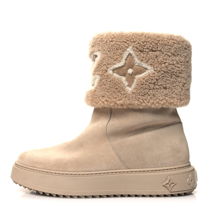 Louis Vuitton Suede Calfskin Shearling Snowdrop Flat Ankle Boot 38 Cognac 1 of 9