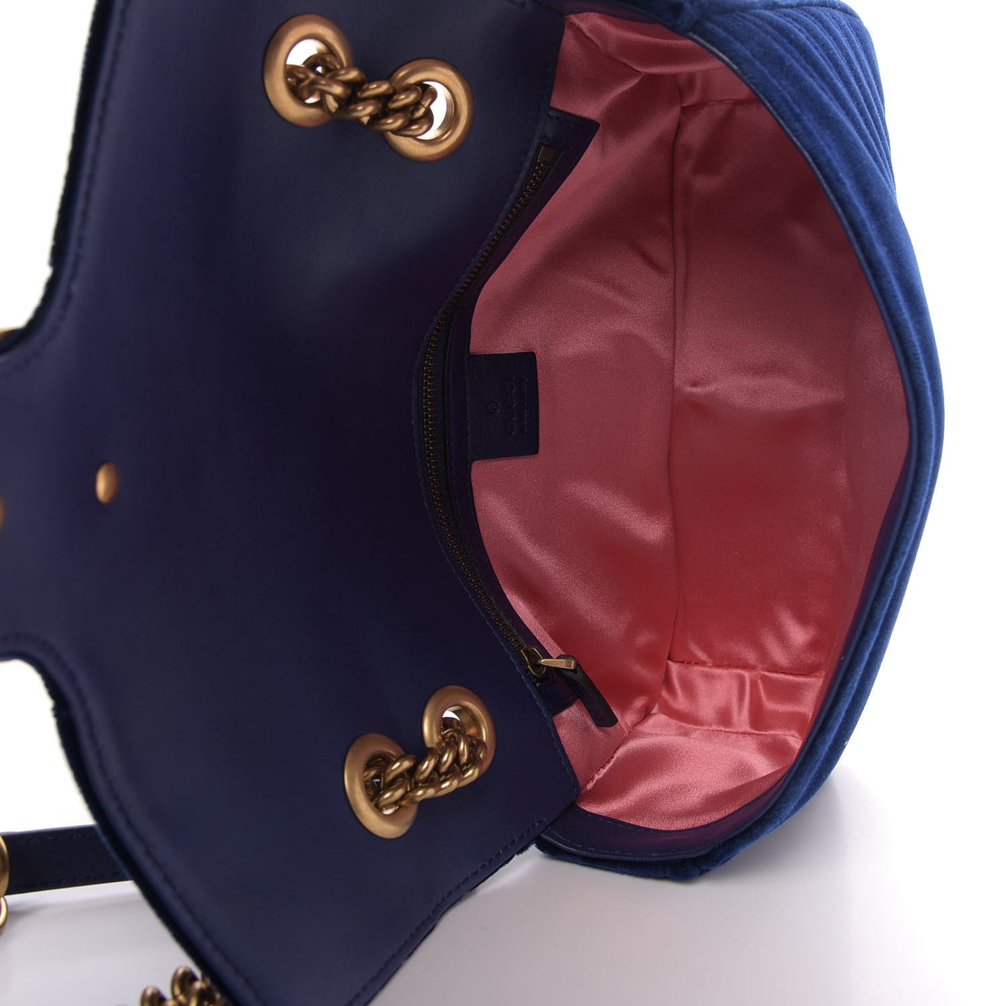 Velvet Matelasse Small GG Marmont Shoulder Bag Cobalt Blue
