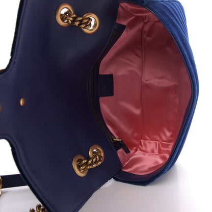 Gucci Velvet Matelasse Small GG Marmont Shoulder Bag Cobalt Blue 6 of 10
