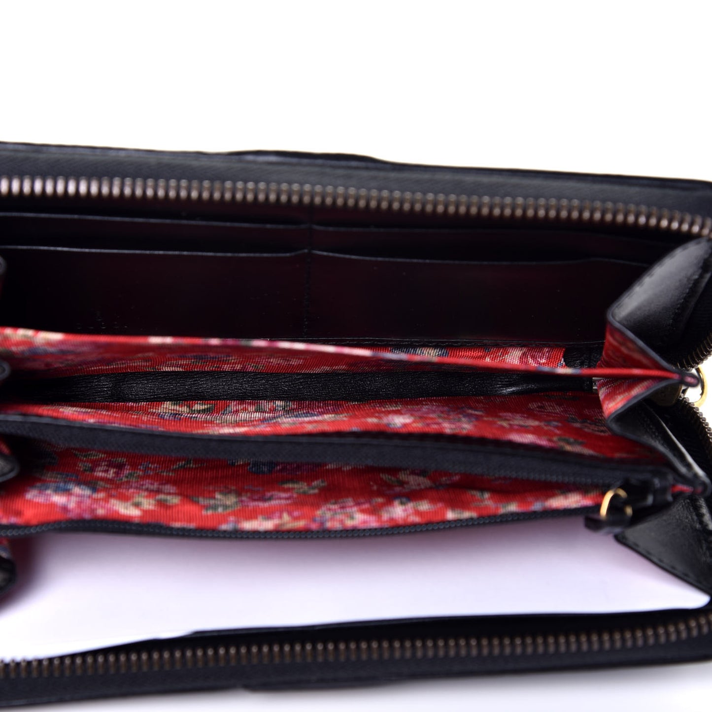 Calfskin Web Trapuntata GG Zip Around Wallet Black