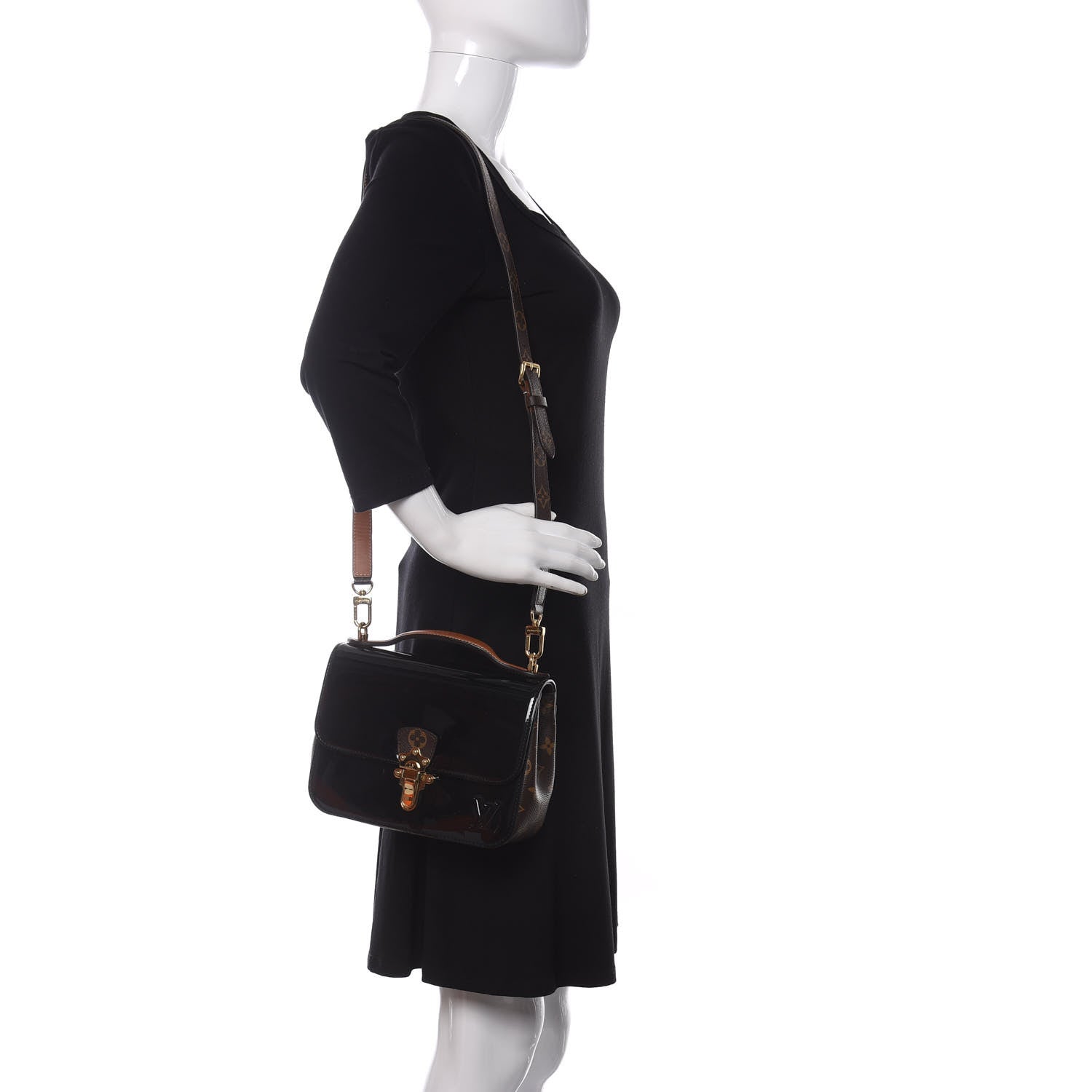 Louis Vuitton Patent Calfskin Monogram Cherrywood BB Black 2 of 10