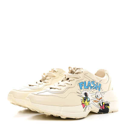 Gucci X DISNEY Calfskin Donald Duck Rhyton Sneakers 38 Ivory 4 of 11
