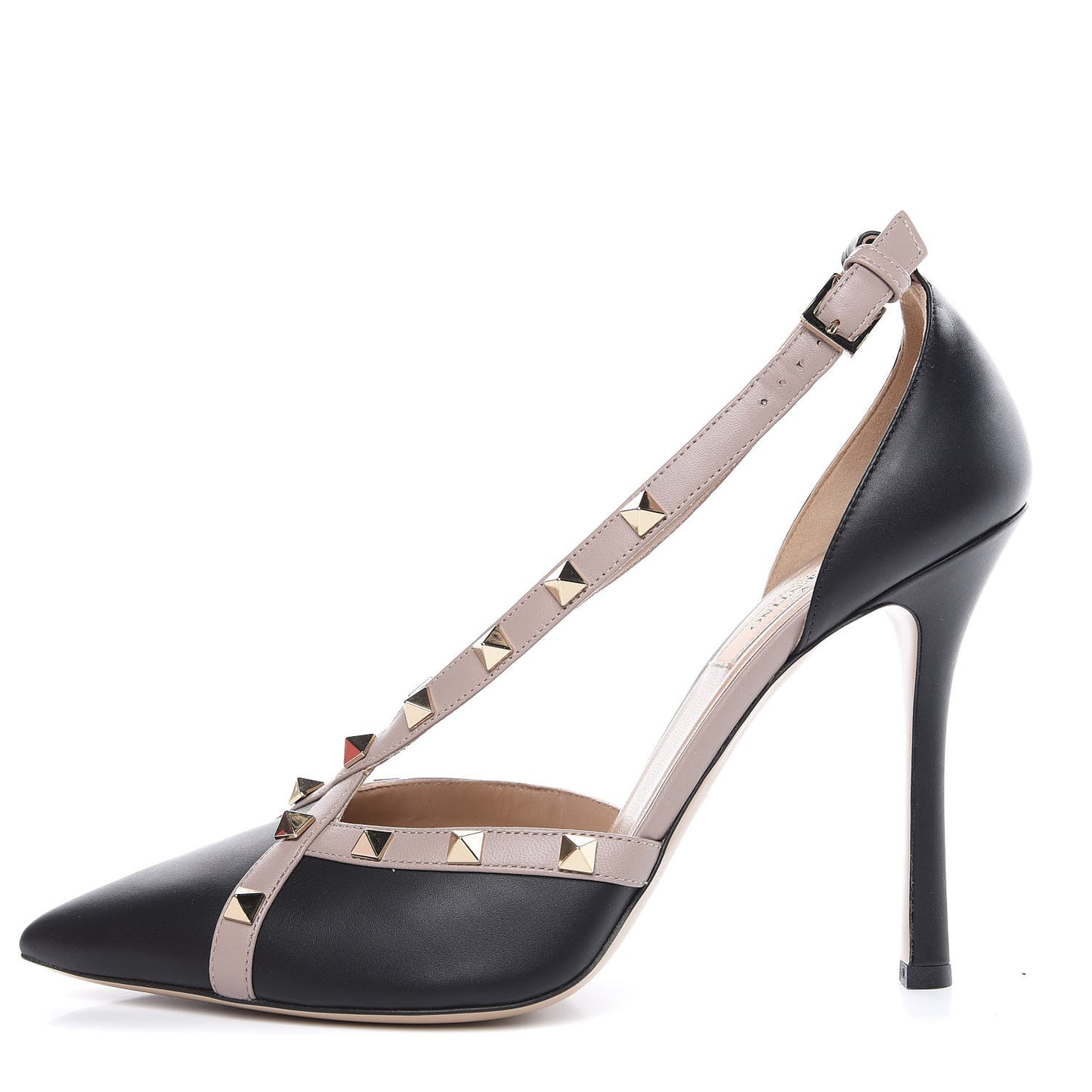 Nappa Rockstud Cross Strap D'Orsay 105mm Pumps 40.5 Black Poudre