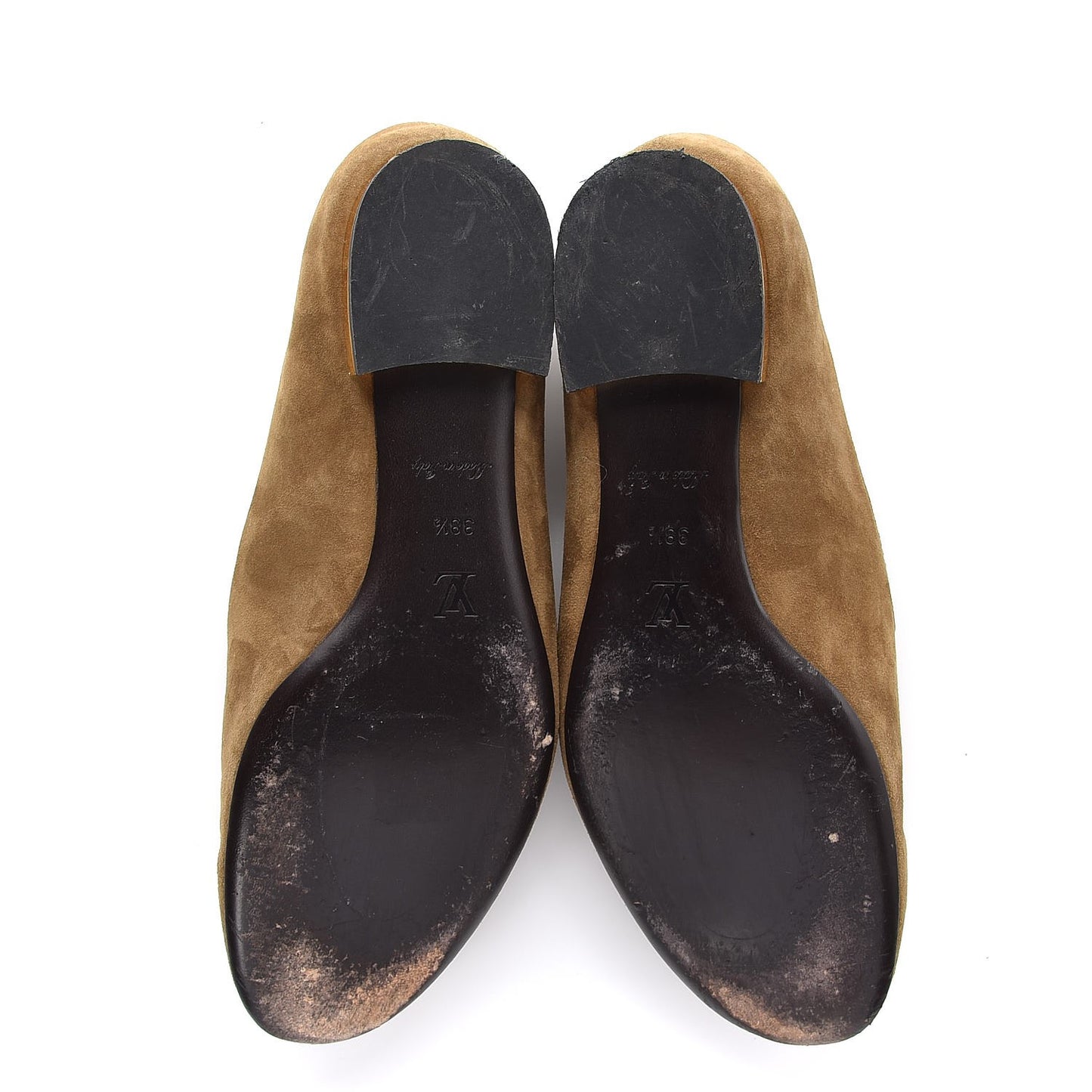 Suede Preppy Flat Loafers 38.5 Kaki
