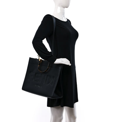 Fendi Vitello King Plexiglass Medium Fendi Sunshine Shopper Tote Black 2 of 8