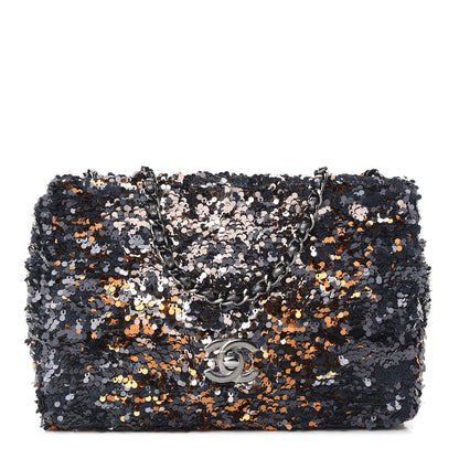 Chanel Sequin Small Single Flap Bronze Black 1 of 8