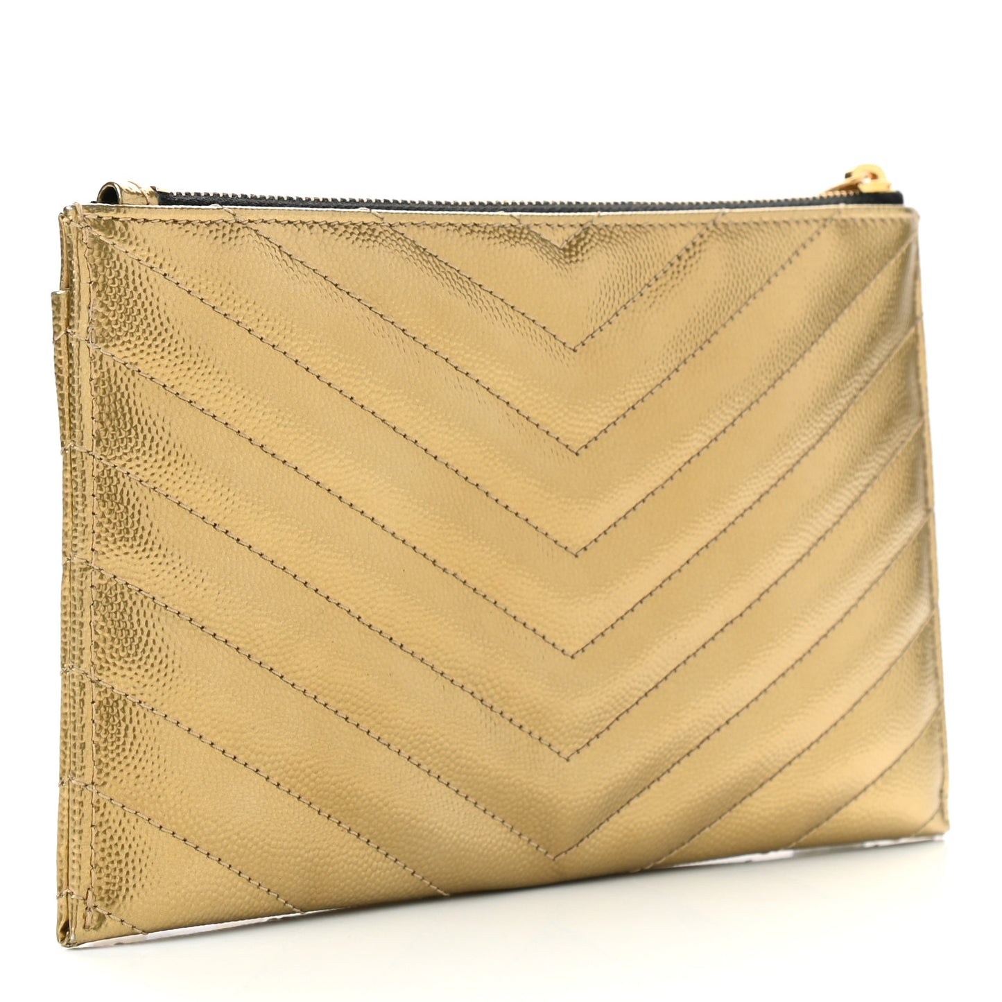 Iridescent Grain De Poudre Matelasse Chevron Monogram Bill Pouch Gold