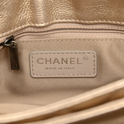 Chanel Metallic Calfskin Quilted Flap Clutch With Chain Light Gold 6 of 12