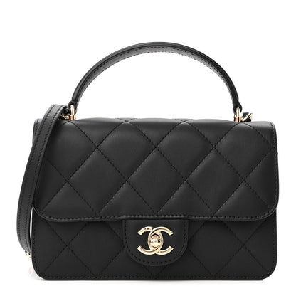 Chanel Calfskin Quilted Small Top Handle Flap Black 1 of 11