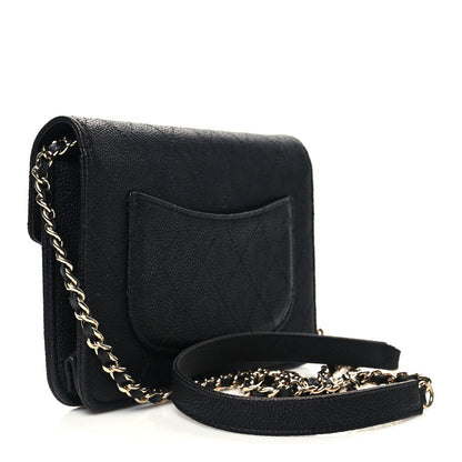 Chanel Grained Calfskin Quilted Cuba Wallet On Chain WOC Black 3 of 11