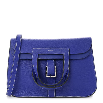 Hermes Taurillon Clemence Halzan 31 GM Bleu Electrique 1 of 12