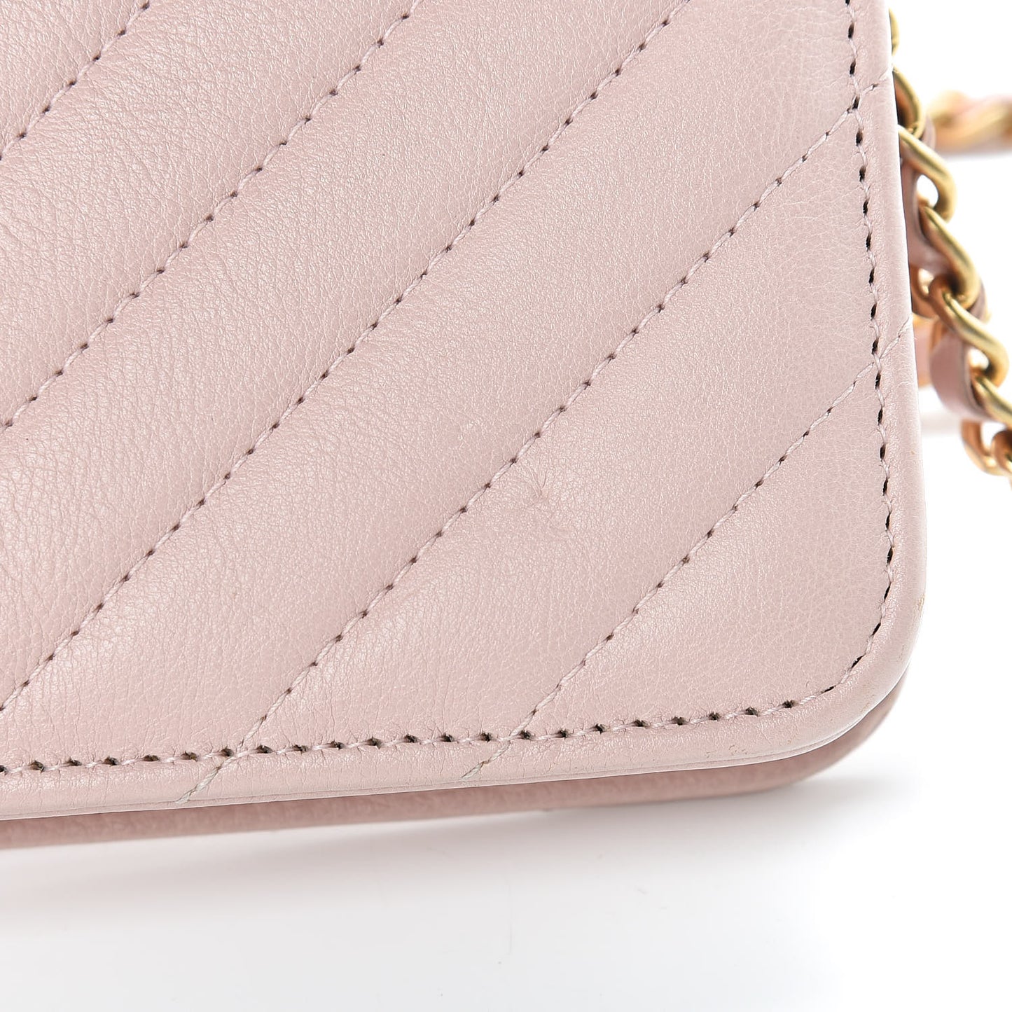 Calfskin Chevron Quilted Wallet On Chain WOC Pink