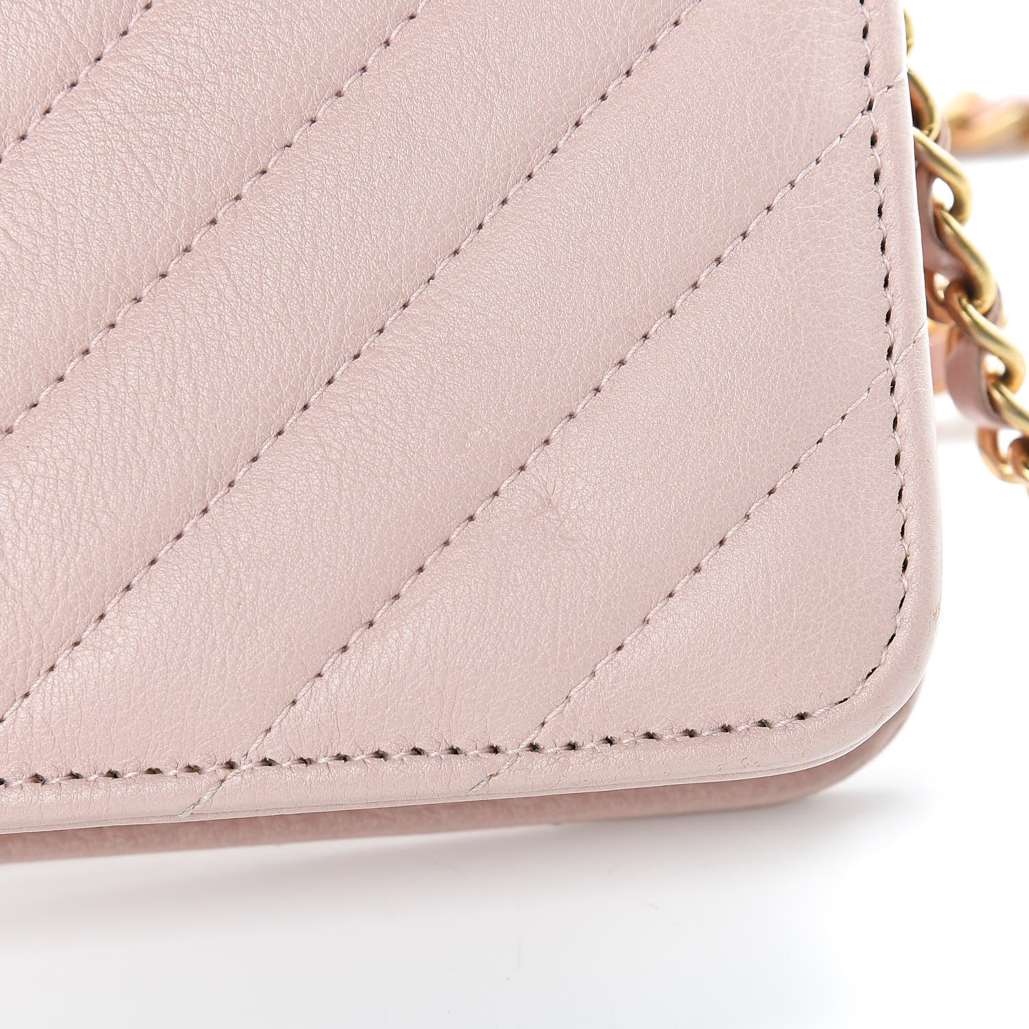 Chanel Calfskin Chevron Quilted Wallet On Chain WOC Pink 14 of 16