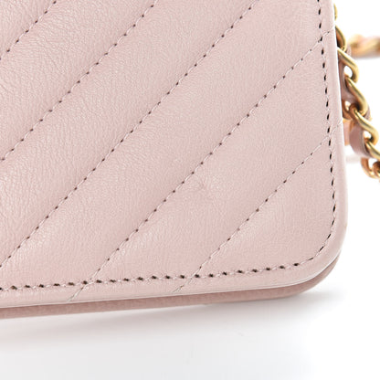 Chanel Calfskin Chevron Quilted Wallet On Chain WOC Pink 14 of 16