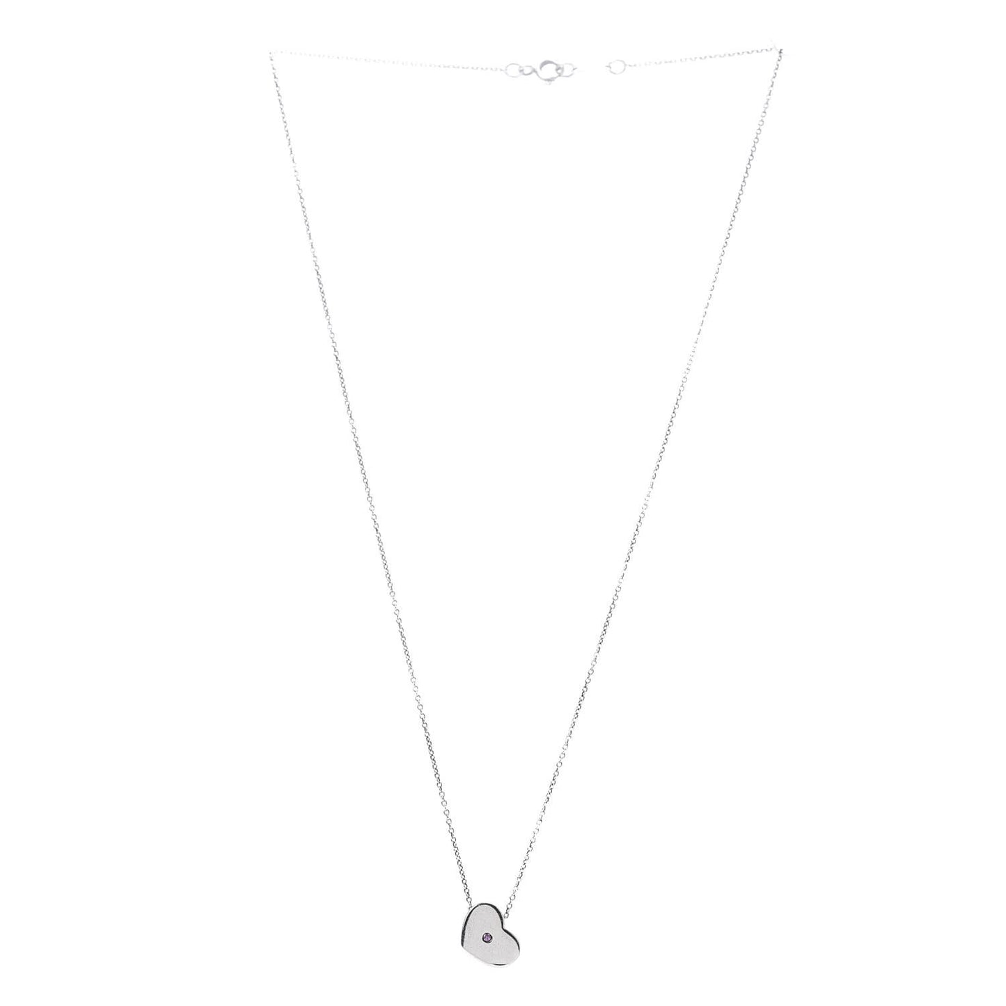 Sterling Silver Paloma Picasso Pink Sapphire Solid Heart Necklace