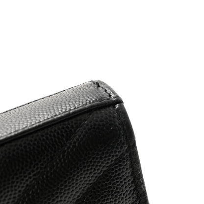 Saint Laurent Grain De Poudre Matelasse Chevron Monogram Chain Wallet Black 10 of 11