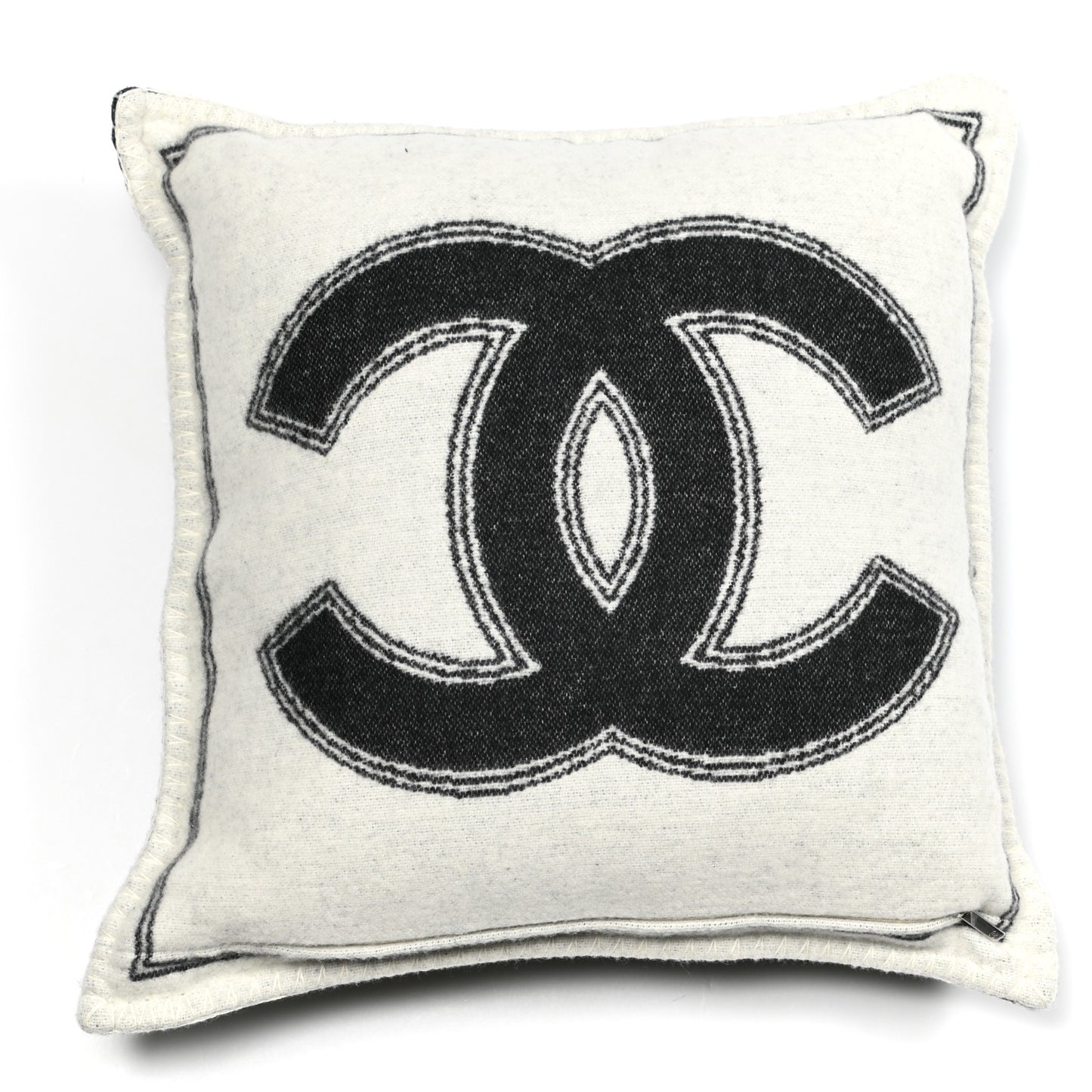 Merino Wool Cashmere CC Pillow Black White