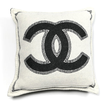 Chanel Merino Wool Cashmere CC Pillow Black White 2 of 3