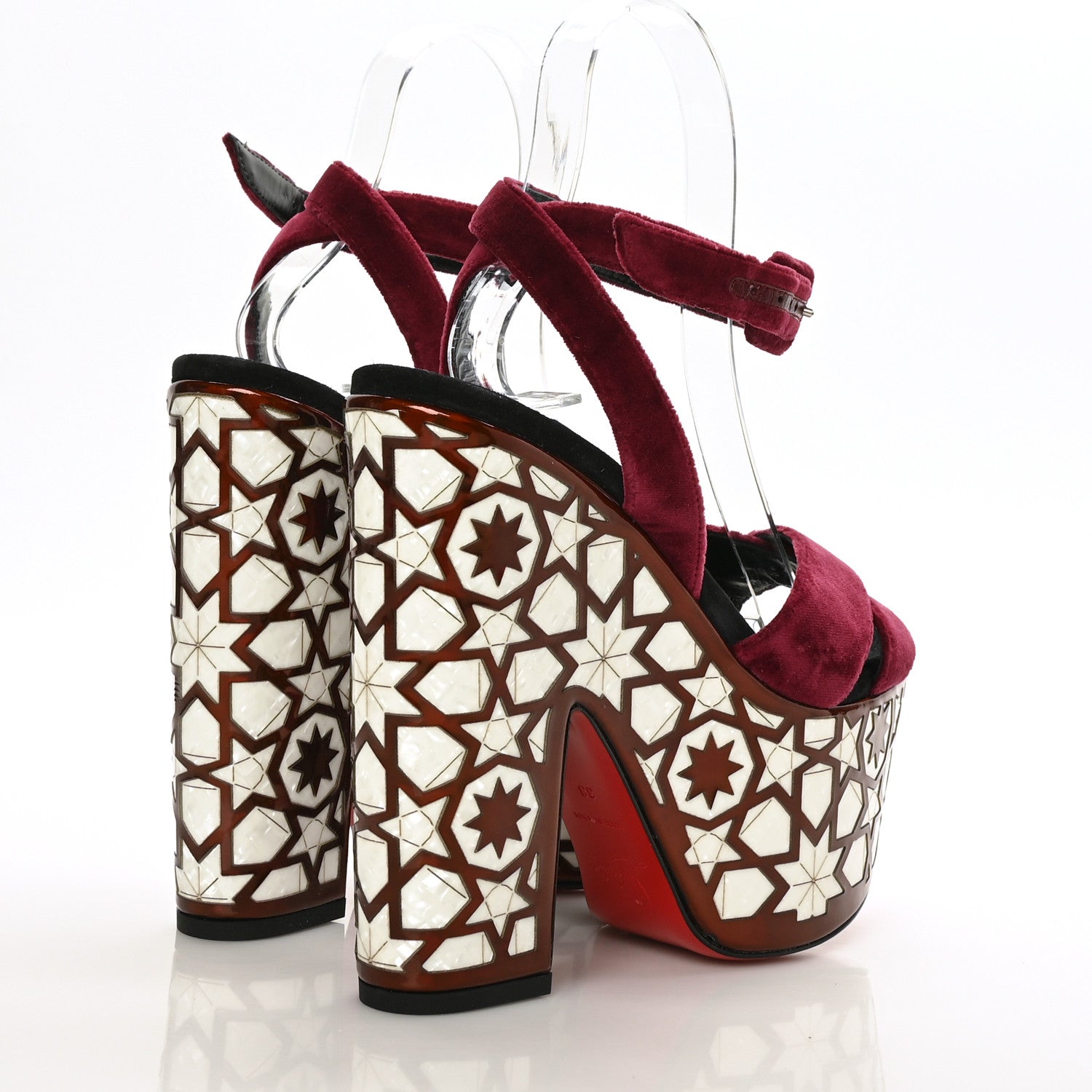 Christian Louboutin Velvet Super Yaz Pearl 160 Sandals 38 Galata Black 4 of 7