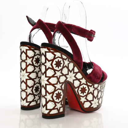 Christian Louboutin Velvet Super Yaz Pearl 160 Sandals 38 Galata Black 4 of 7