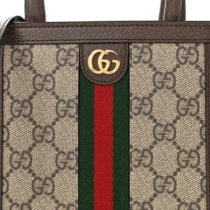 Gucci GG Supreme Monogram Textured Dollar Calfskin Web Super Mini Ophidia Mini Tote Bag Beige Ebony New Acero 8 of 11