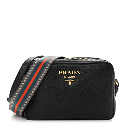 Prada Vitello Daino Medium Double Zip Shoulder Bag Black 1 of 13
