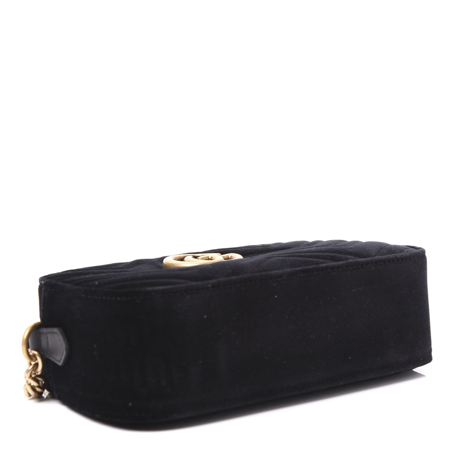 Gucci Velvet Matelasse Small GG Marmont Chain Shoulder Bag Black 3 of 9