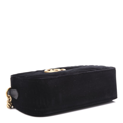 Gucci Velvet Matelasse Small GG Marmont Chain Shoulder Bag Black 3 of 9