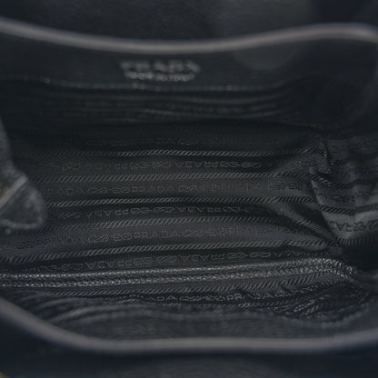 Prada Vitello Daino Soft Mini Zippered Top Handle Bag Black 4 of 10