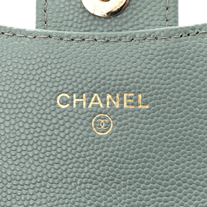 Chanel Caviar Quilted Flap Card Holder On Chain Light Green 6 of 10