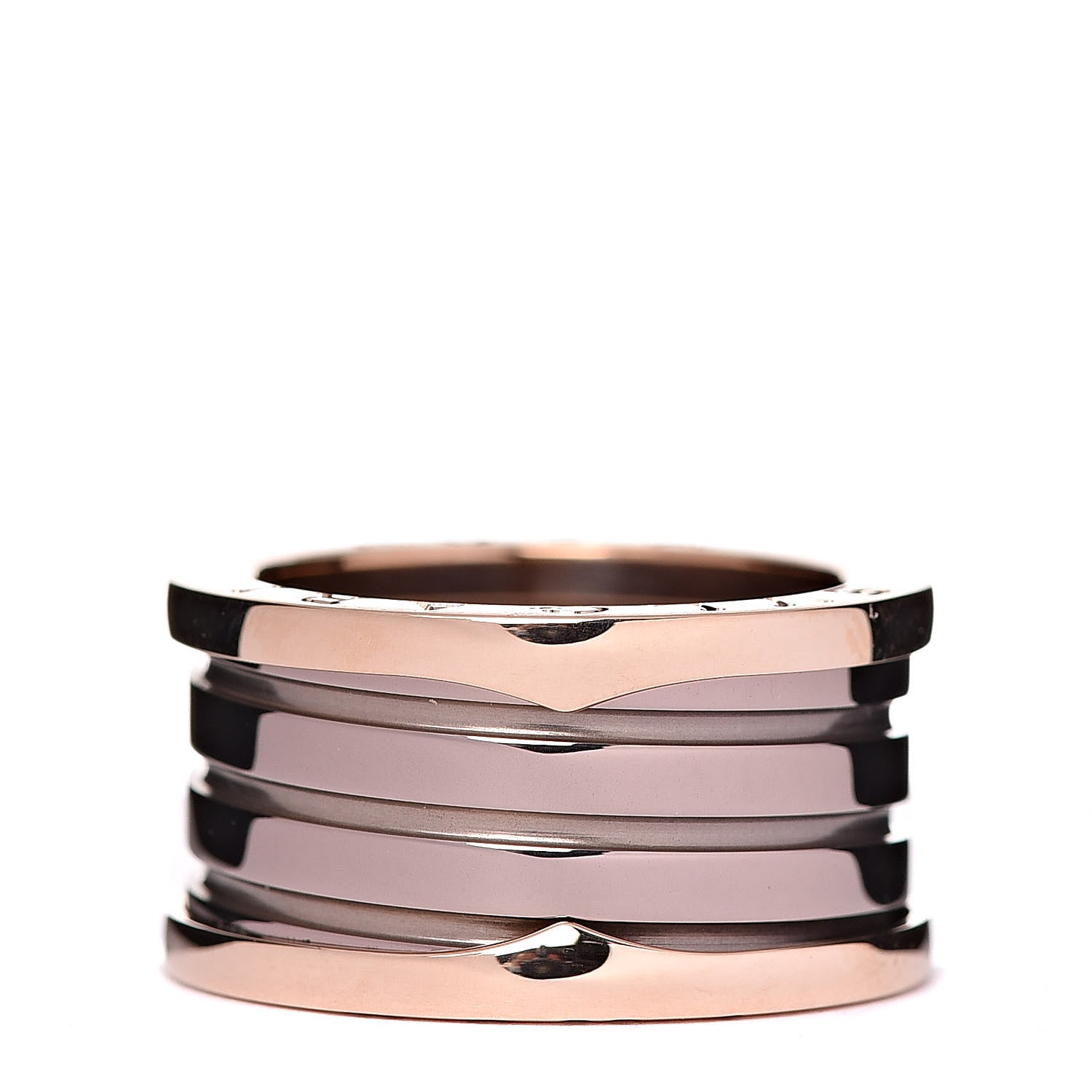 Bulgari 18K Rose Gold Bronze Cermet B.Zero1 Roma Four-Band Ring 55 7.25 1 of 6