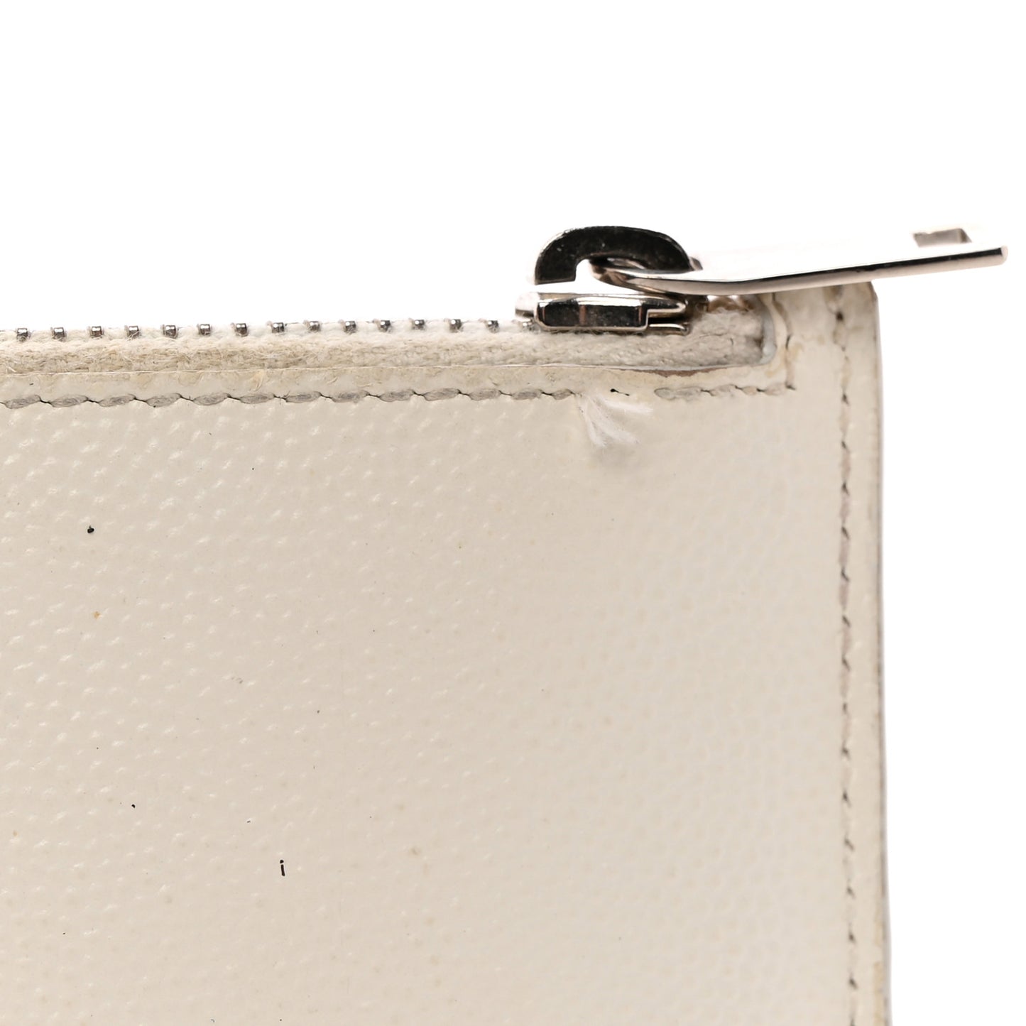 Grained Calfskin 5 Fragments Zip Pouch Card Holder White