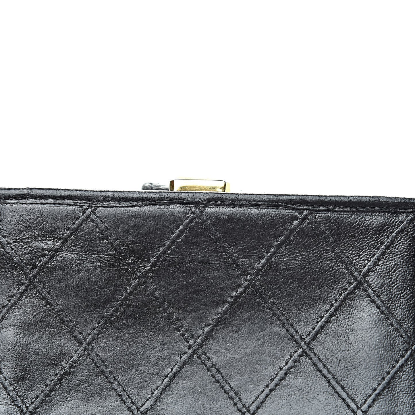 Lambskin Stitched Compact French Wallet Black