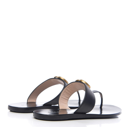 Gucci Calfskin GG Marmont Thong Sandals 38 Black 4 of 9
