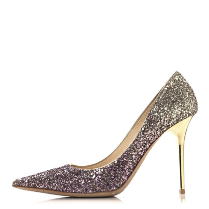 Jimmy Choo Coarse Glitter Degrade Abel Pumps 38.5 Boho Pink Gold 1 of 9