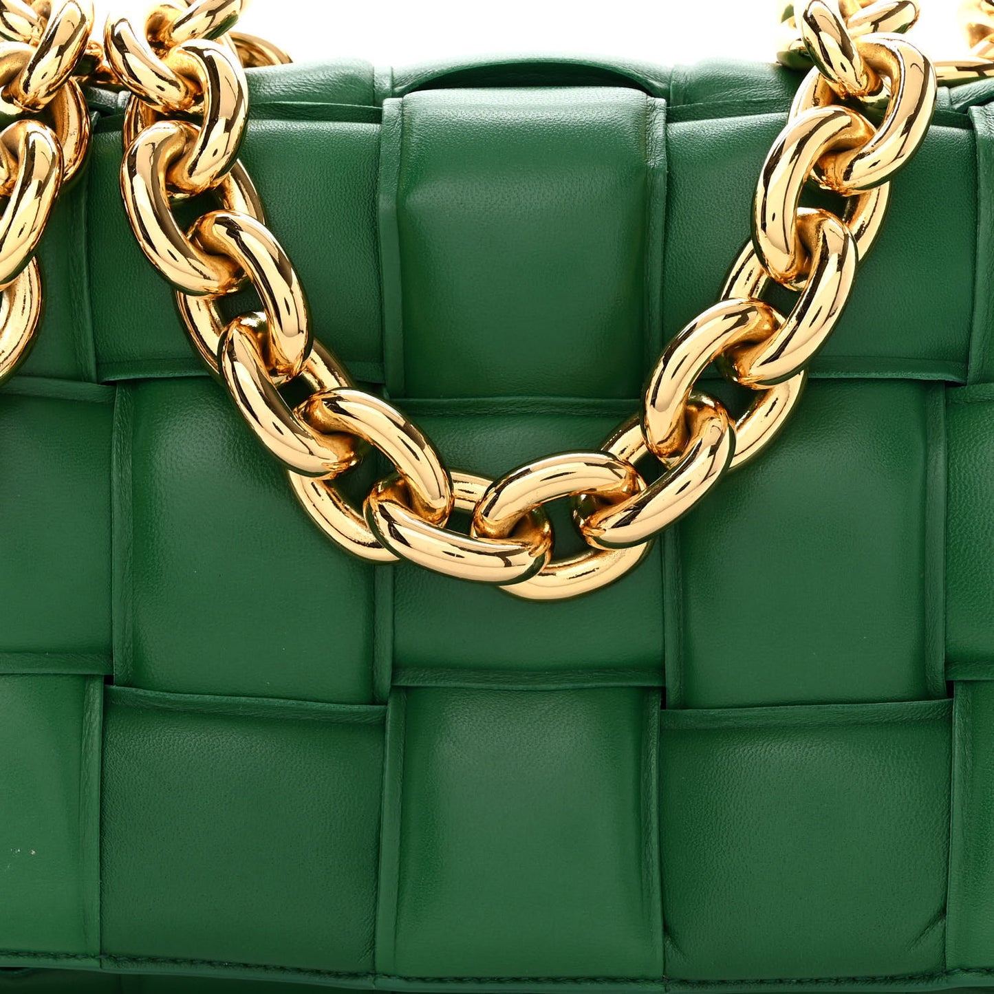 Lambskin Maxi Intreccio Padded Chain Cassette Crossbody Bag Racing Green