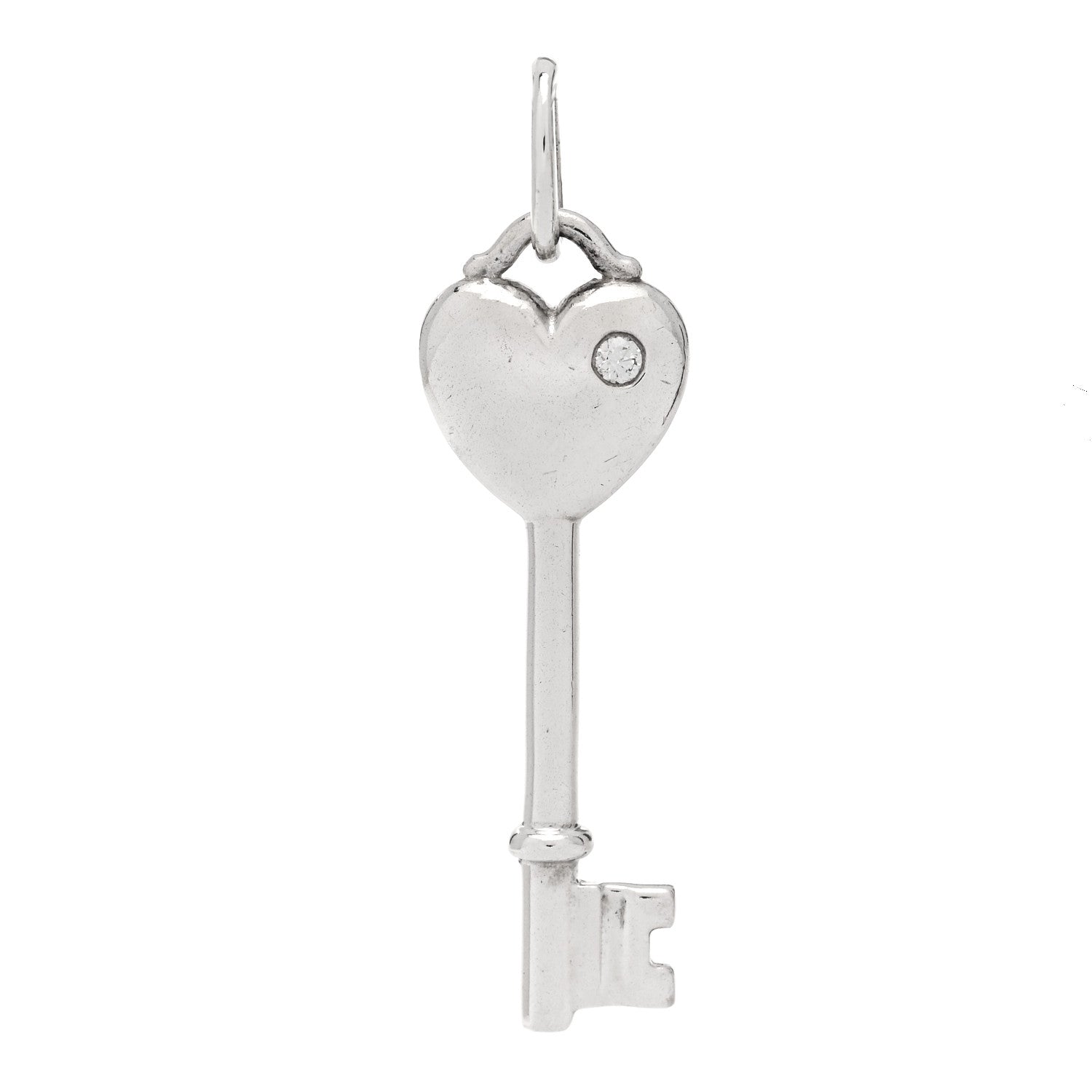 Tiffany Sterling Silver Diamond Heart Key Pendant 1 of 4