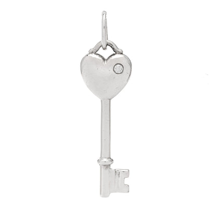Tiffany Sterling Silver Diamond Heart Key Pendant 1 of 4